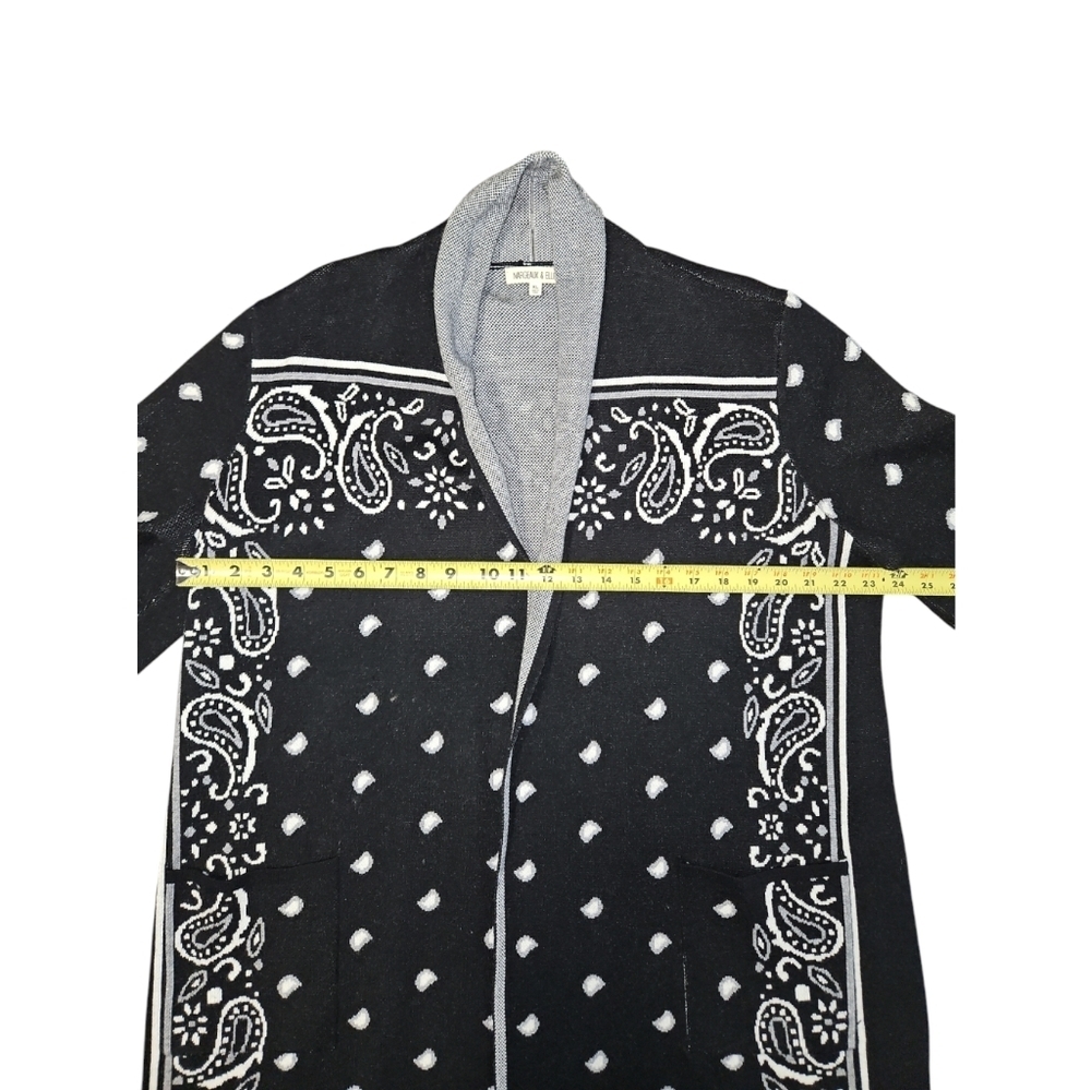 Margeaux & Ellie Black & Gray Paisley Open Front Cardigan XL - Picture 10 of 12
